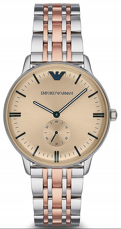 Emporio Armani Classic Beige Dial Two Tone Steel Strap Watch for Men - AR2070