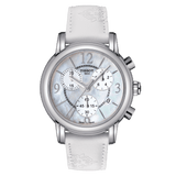 Tissot Dressport Chronograph Mother of Pearl Dial White Leather Strap Watch for Women - T050.217.17.117.00