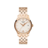 Tissot T Classic Tradition Lady White Dial Rose Gold Steel Strap Watch for Women - T063.210.33.037.00