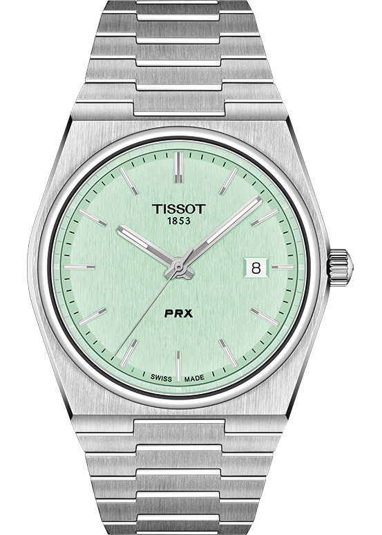 Tissot PRX Quartz Light Green Dial Silver Steel Strap Watch for Men - T137.410.11.091.01