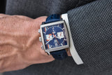 Tag Heuer Monaco Gulf Automatic Chronograph Blue Dial Blue Leather Strap Watch for Men - CBL2115.FC6494