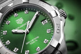 Tag Heuer Aquaracer Diamonds Emerald Green Dial Silver Steel Strap Watch for Women - WBD1316.BA0740