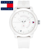 Tommy Hilfiger Denim Analog White Dial White Rubber Strap Watch for Men - 1791481