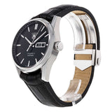 Tag Heuer Carrera Automatic Black Dial Black Leather Strap Watch for Men - WAR201A.FC6266