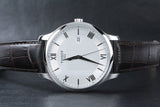 Tissot T Classic Tradition Silver Dial Brown Leather Strap Watch For Men - T063.610.16.038.00