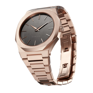 D1 Milano Ultra Thin Grey Dial Gold Steel Strap Watch for Men - D1-UTBJ08