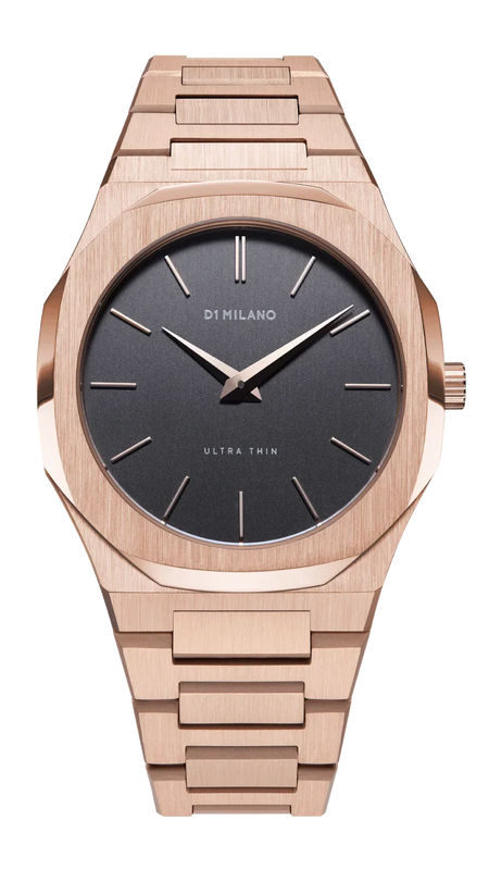 D1 Milano Ultra Thin Grey Dial Gold Steel Strap Watch for Men - D1-UTBJ08