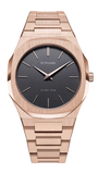 D1 Milano Ultra Thin Grey Dial Gold Steel Strap Watch for Men - D1-UTBJ08