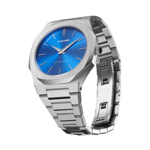 D1 Milano Ultra Thin Blue Dial Silver Steel Strap Watch for Men - D1-UTBJ09
