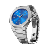 D1 Milano Ultra Thin Blue Dial Silver Steel Strap Watch for Men - D1-UTBJ09