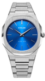 D1 Milano Ultra Thin Blue Dial Silver Steel Strap Watch for Men - D1-UTBJ09
