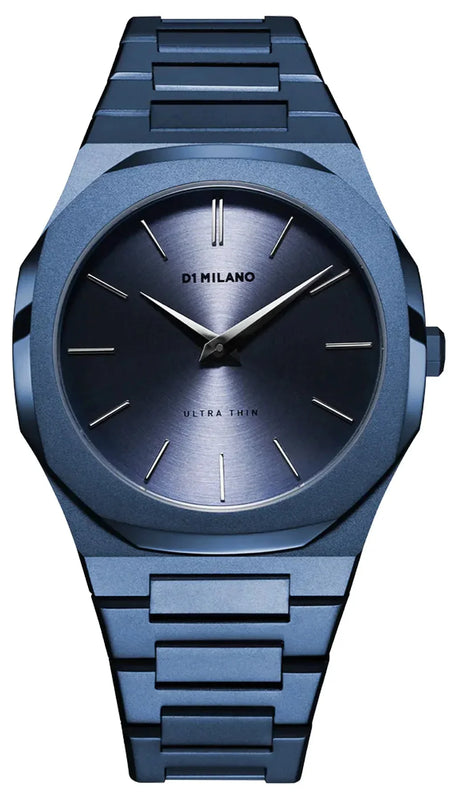D1 Milano Ultra Thin Midnight Dial Blue Steel Strap Watch for Men- D1-UTBJ21