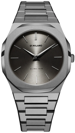 D1 Milano Ultra Thin Anthracite Gray Dial Gray Steel Strap Watch for Men - D1-UTBJ22