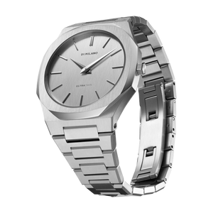 D1 Milano Ultra Thin Linen White Dial Silver Steel Strap Watch for Unisex - D1-UTBJ23