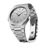 D1 Milano Ultra Thin Linen White Dial Silver Steel Strap Watch for Unisex - D1-UTBJ23