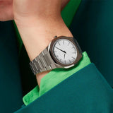D1 Milano Ultra Thin Linen White Dial Silver Steel Strap Watch for Unisex - D1-UTBJ23
