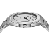 D1 Milano Ultra Thin Linen White Dial Silver Steel Strap Watch for Unisex - D1-UTBJ23