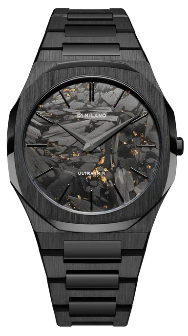 D1 Milano Ultra Thin Two Tone Black Steel Strap Watch for Men - D1-UTBJ31