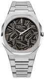D1 Milano Ultra Thin Ashfield Black Dial Silver Steel Strap Watch for Men - D1-UTBJ32