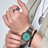 D1 Milano Ultra Thin Fir Green Dial Silver Steel Strap Watch for Men - D1-UTBJ34