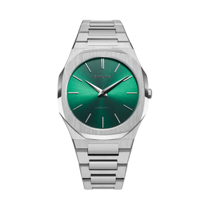 D1 Milano Ultra Thin Green Dial Silver Steel Strap Watch for Men - D1-UTBJ37