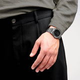 D1 Milano Ultra Thin Re-Gun Black Dial Gray Steel Strap Watch for Men - D1-UTBJ41