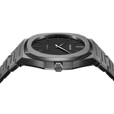 D1 Milano Ultra Thin Re-Gun Black Dial Gray Steel Strap Watch for Men - D1-UTBJ41