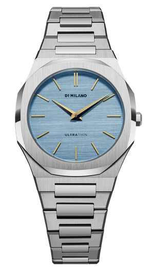D1 Milano Ultra Thin Blue Dial Silver Steel Strap Watch for Women - D1-UTBL17