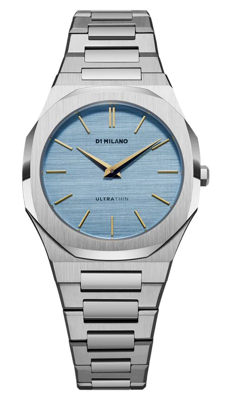 D1 Milano Ultra Thin Blue Dial Silver Steel Strap Watch for Women - D1-UTBL17