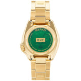 Seiko 5 Sports HUF Limited Edition Green Dial Gold Steel Strap Watch For Men - SRPJ20