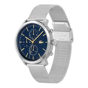 Lacoste Replay Chronograph Blue Dial Silver Mesh Strap Watch for Men - 2011256