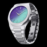 D1 Milano Ultra Thin Chromo Purple Sync Dial Silver Steel Strap Watch for Women - D1-UTBJ43