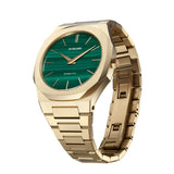 D1 Milano Ultra Thin Malachite Green Dial Gold Steel Strap Watch for Men - D1-UTBJ30