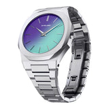 D1 Milano Ultra Thin Chromo Purple Sync Dial Silver Steel Strap Watch for Women - D1-UTBJ43
