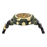 Versace Icon Active Chronograph Gold Dial Black Silicone Strap Watch For Men - VEZ700321