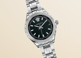 Versace Hellenyium Black Dial Silver Steel Strap Watch for Women - V12020015