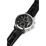 Guess Exec Chronograph Quartz Black Dial Black Leather Strap Watch for Men - W0076G1