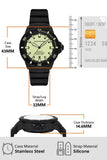 Emporio Armani Sea Explorer Automatic Yellow Dial Black Silicone Strap Watch For Men - AR60085