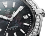 Tag Heuer Aquaracer Quartz Diamonds Black Dial Silver Steel Strap Watch for Women - WAY131P.BA0748