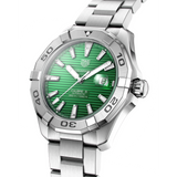 Tag Heuer Aquaracer Calibre 5 Automatic Green Dial Silver Steel Strap Watch for Men - WAY2015.BA0927