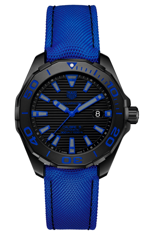 Tag Heuer Aquaracer Calibre 5 Automatic Titanium Black Dial Blue Nylon Strap Watch for Gents - WAY208B.FC6382