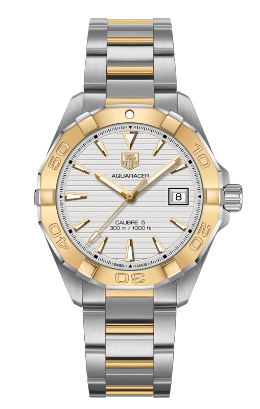 Tag Heuer Aquaracer Calibre 5 Automatic White Dial Two Tone Steel Strap Watch for Men - WAY2151.BD0912
