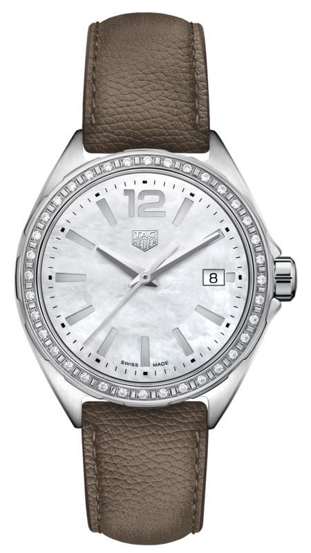 Tag Heuer Formula 1 Quartz Mother of Pearl Dial Brown Leather Strap Watch for Women - WBJ131A.FC8255