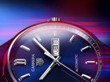 Tag Heuer Carrera Day Date Blue Dial Silver Steel Strap Watch for Women - WBN2012.BA0640