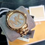 Michael Kors Runway Mercer Crystals Gold Dial Gold Steel Strap Watch For Women - MK6714