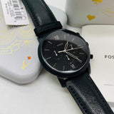 Fossil Neutra Chronograph Black Dial Black Leather Strap Watch for Men - FS5503