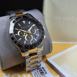 Michael Kors Layton Chronograph Black Dial Two Tone Steel Strap Watch For Men - MK8784