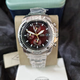 Fossil Bronson Chronograph Red Dial Silver Steel Strap Watch for Men - FS5878