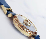 Versace Palazzo Empire Greca Quartz Blue Dial Blue Leather Strap Watch for Women - VEDV00219