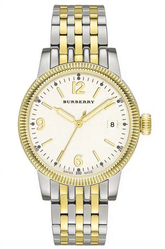Burberry Analog White Dial Two Tone Steel Strap Watch for Women - BU7871